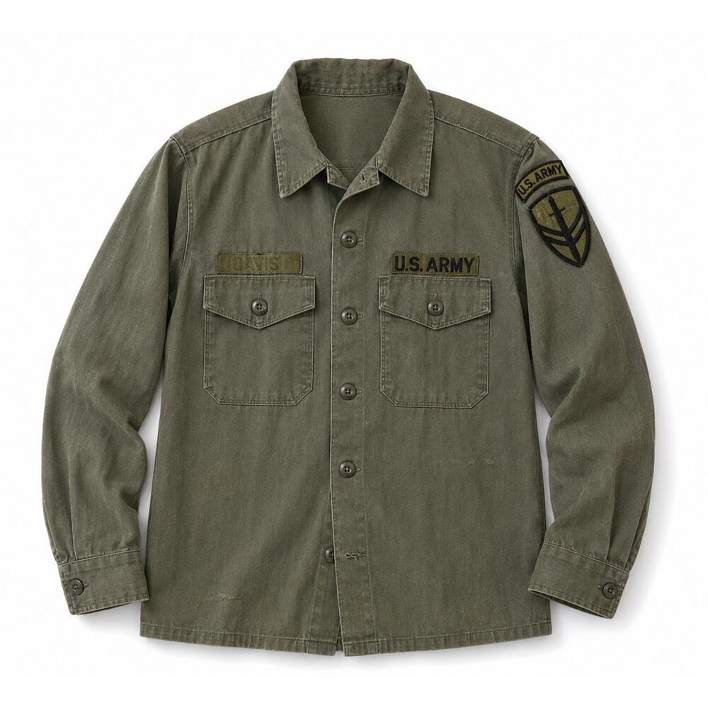 Vintage US Army COE Utility Shirt Jacket OG-107 Military Oversized L XL 70s